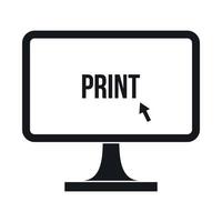 Print word on a computer monitor icon vector