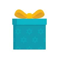 icono de caja de regalo judío, estilo plano vector