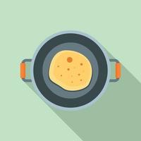 Fry food pan icon, flat style vector