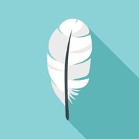 White feather icon, flat style vector