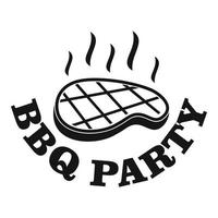 Bbq party logo, simple style vector