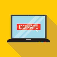 Online donation icon, flat style vector