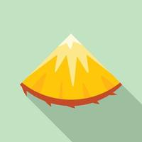 Slice of pineapple icon, flat style vector