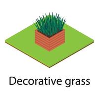 Decorative grass icon, isometric style vector