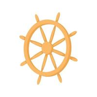 Wooden ship wheel icon, cartoon style vector