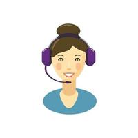 Call center smiling operator with headset icon vector