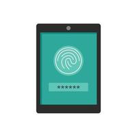 Fingerprint password icon, flat style vector