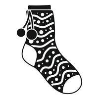 Sock with pompon icon, simple style vector