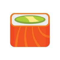 icono de rollo de sushi de arco iris de salmón, estilo plano vector