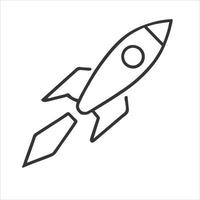 Pictogram of rocket, spaceship minimal line vector icon illustration.