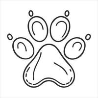 Dog paw vector print. Silhouette outline of wolf toe print, vector style.