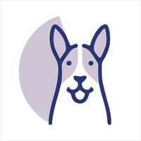 logotipo de pictograma de perro feliz en vector de línea.