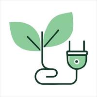 energía verde, renovable, icono del logotipo de la planta de electricidad verde vector
