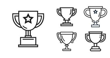 conjunto de pictograma de ilustración de icono de línea mínima de trofeo vector