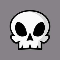 Fun cartoon skull logo. Dead symbol isolated. Dead cute halloween silhouette. Graphic art. Death mascot sticker. Fun emoticon. Evil drawing. Pirate flag bones. vector