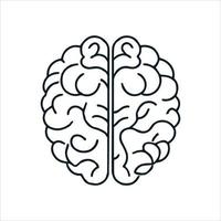 icono de pensamiento de pictograma cerebral, logotipo de vector de línea de inteligencia creativa