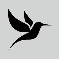 Clean modern humming bird logo. Simple minimal animal vector icon.