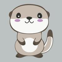 Cute adorable otter, cartoon illustration of a happy funny baby animal. vector