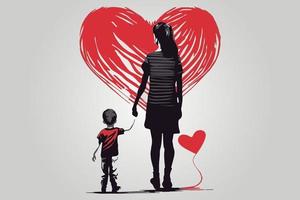 madre e hijo, ilustración de amor familiar. vector