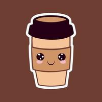 Kawaii coffee cup vector illustration of cartoon sweet delicious beverage.