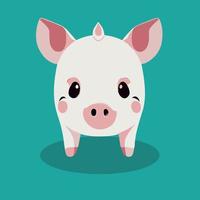 Cute baby pig vector illustration of Happy cartoon animal.