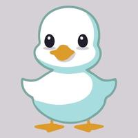 Cute adorable duck, cartoon illustration of a happy funny baby bird. vector