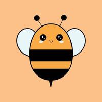 Adorable cute baby bee illustration, kawaii vector drawing style.