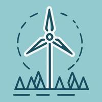 Windmill vector icon. Ecological wind energy. Renewable power.