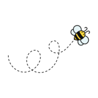 ruta de vuelo de abejas. una abeja volando en una línea punteada la ruta de vuelo de una abeja a la miel. png