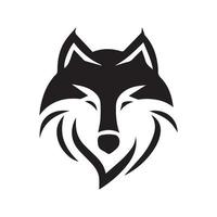 Minimal modern wolf logo vector illustration in black and white icon.