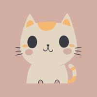 lindo gato kawaii ilustración vectorial de gatito feliz de dibujos animados. vector