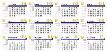 vector illustration of 2023 Calendar Hijri and Javanese concepts for office planner, Corporate design planner template. event calendar concepts, minimal project catalogue, Ready to printing