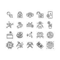 Simple Set of Bitcoin Related Vector Line Icons. Cryptocurrency fintech and mining activity. editable stroke