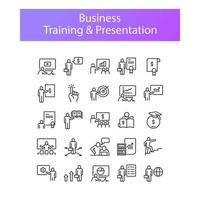Simple Set of Business Training And Presentation Related Vector Line Icons. Contains such Icons as Presentation, Webinar, Mentoring, Online Course, Guru and more