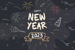 Hand drawn happy new year 2023 Background vector