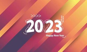 feliz año nuevo 2023. número semi 3d con fondo degradado moderno vector