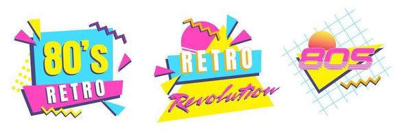80's Retro graphic collection. Synthwave vintage design set. Vintage apparel artworks old school vivid projects vector