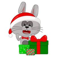 New Year's Gray Hare with gifts vector