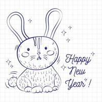 New year rabbit pen notebook vector