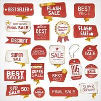 Collection of golden premium retro promo seals stickers vector