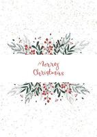 New Year and Christmas poster with a winter composition of branches and berries in an envelope on a white background, vector. vector