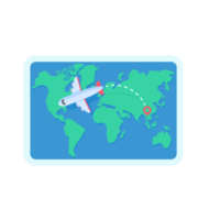 passagiersvliegtuig vliegen op de wereldkaart vakantie reisideeën png