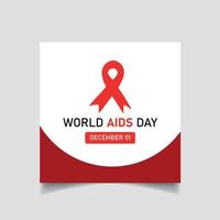 plantilla de diseño de publicación de redes sociales del día del sida vector