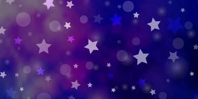 Dark Pink, Blue vector template with circles, stars.