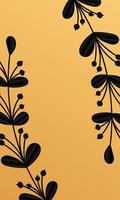 Tropical cover design with berry branch and golden leaves. Holiday black and gold pattern. Vector illustration