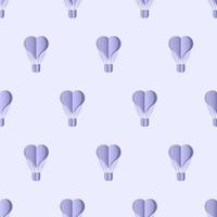 Seamless pattern with heart hot air balloon paper art style. Pattern graphic style. Cut paper effect. Vector illustration