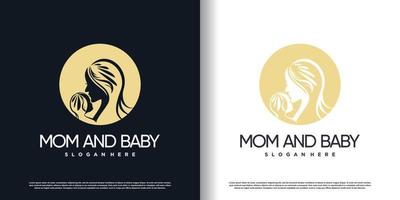 diseño de logotipo de mamá y bebé con vector premium de concepto creativo