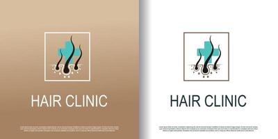 hair clinic logo icon with creative concept  premium vector