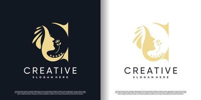 Beauty logo design with creative concept Premium Vector