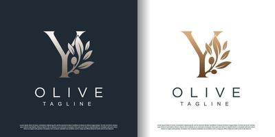 Olive logo icon with letter y concept Premium Vector